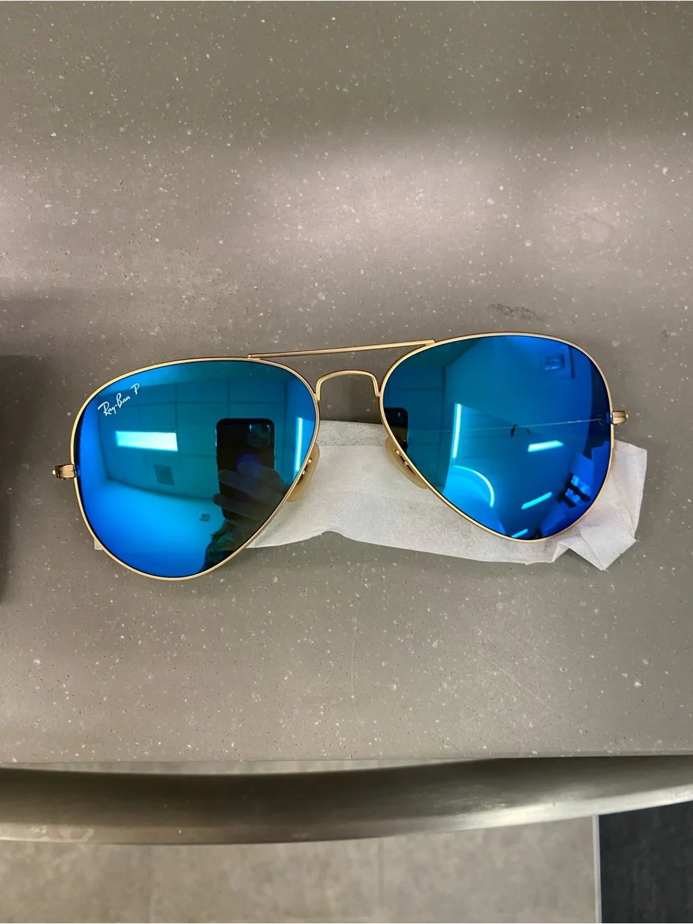Ray-Ban Blue Mirror Aviator Sunglasses - Matte Arista Frame